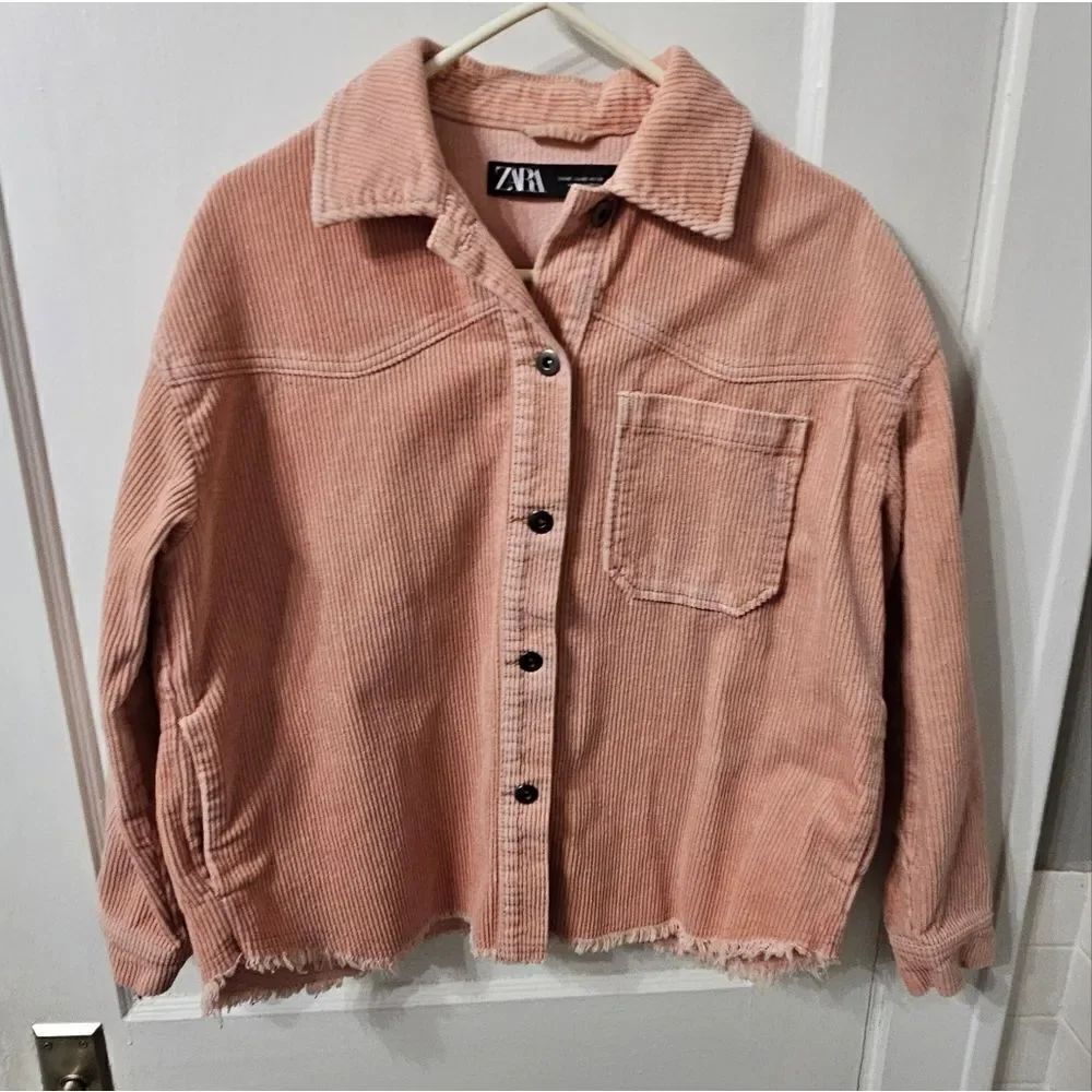 Zara oversized corduroy button-down shirt jacket sz xs, excellent condition